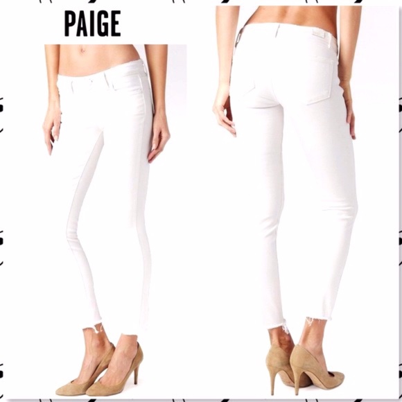 Paige Verdugo Raw Hem White Skinny Jeans Size 27 - Picture 1 of 4